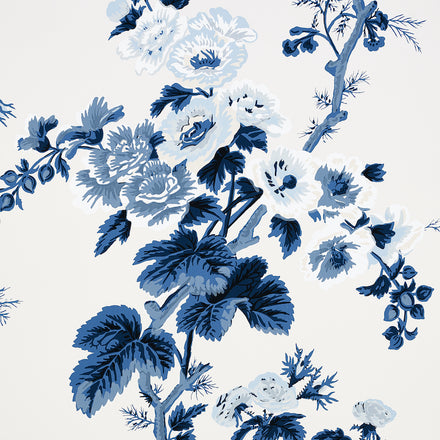 5006922 | Pyne Hollyhock, Indigo - Schumacher Wallpaper