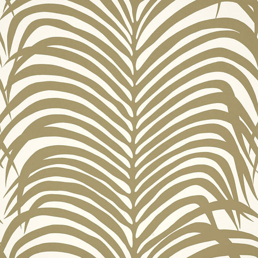Acquire  5006930 Zebra Palm Khaki by Schumacher Wallpaper