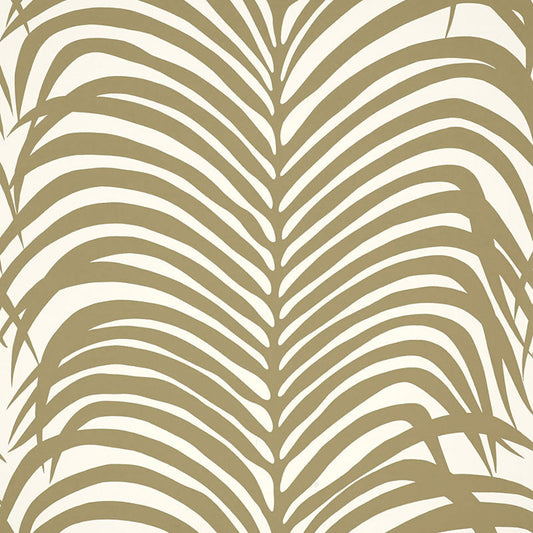 Acquire  5006930 Zebra Palm Khaki by Schumacher Wallpaper