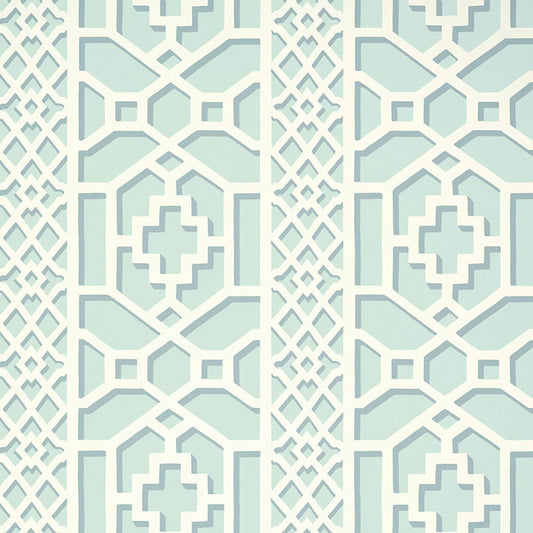 Shop  5006942 Zanzibar Trellis Winter Mint by Schumacher Wallpaper