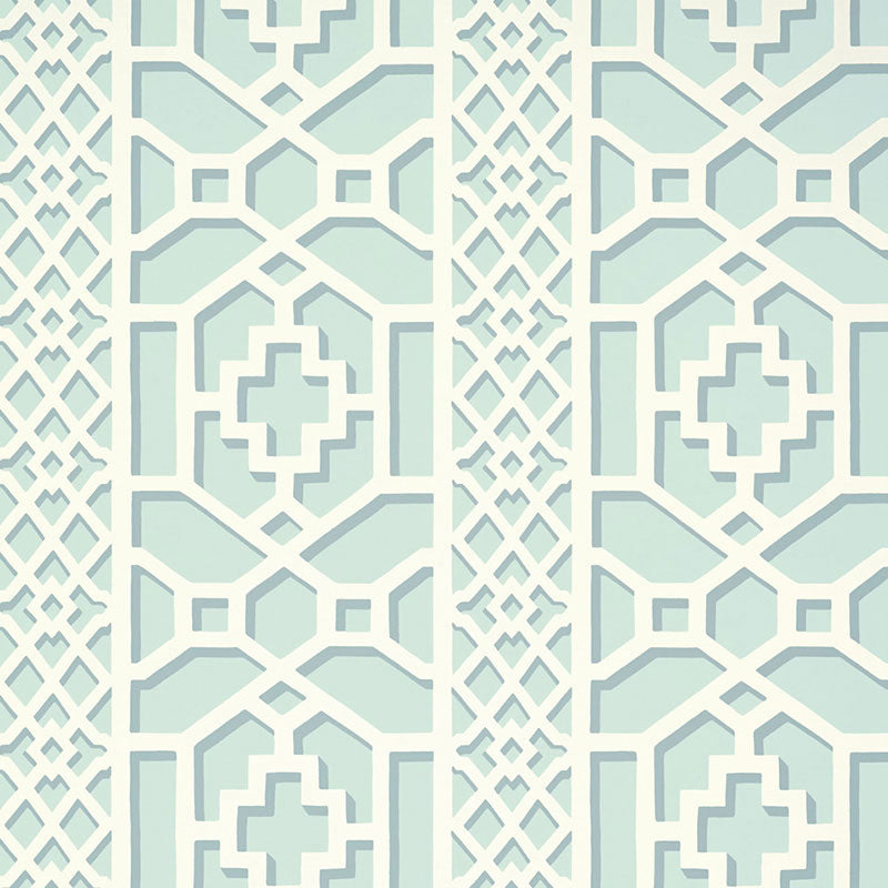 Shop  5006942 Zanzibar Trellis Winter Mint by Schumacher Wallpaper