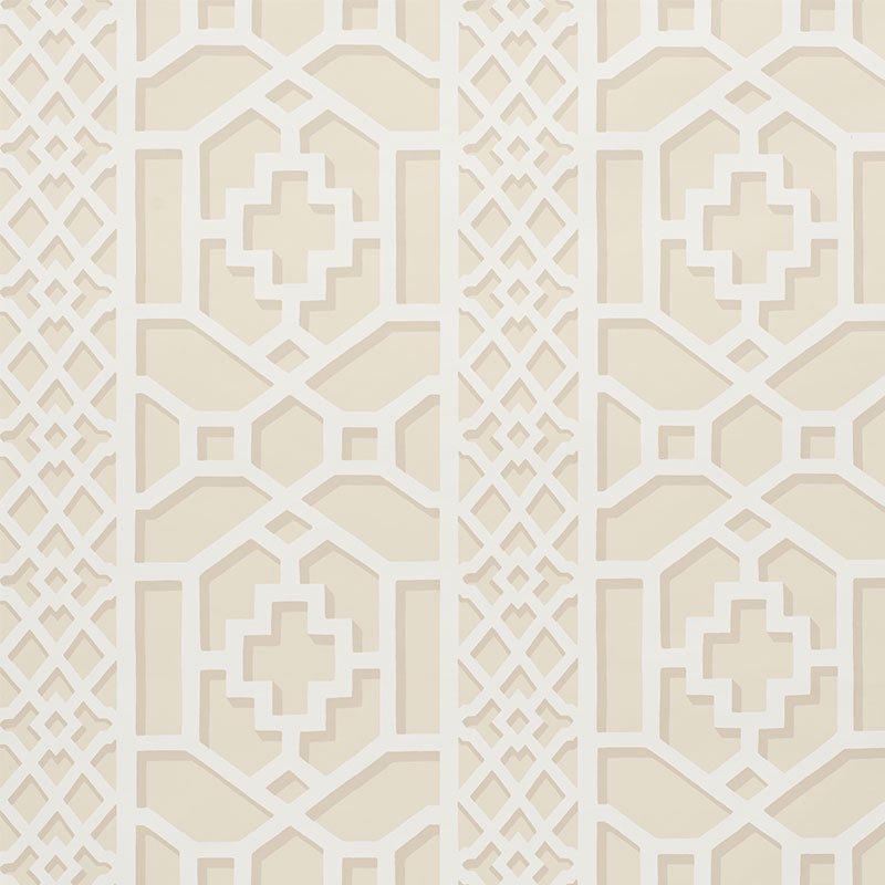Order 5006945 Zanzibar Trellis Sand by Schumacher Wallpaper