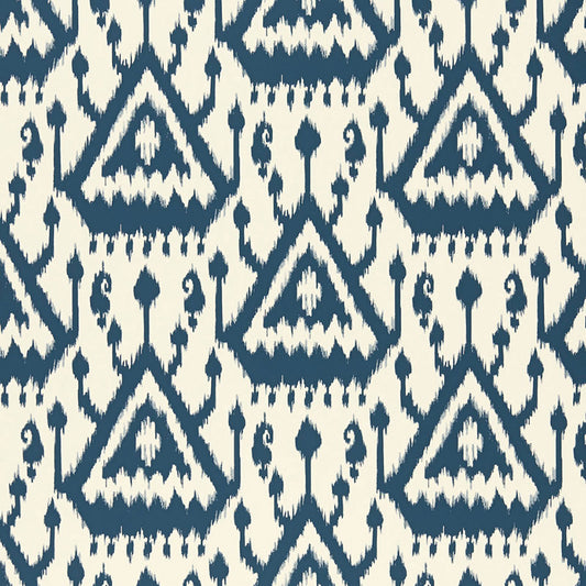 View 5006952 Vientiane Ikat Indigo by Schumacher Wallpaper