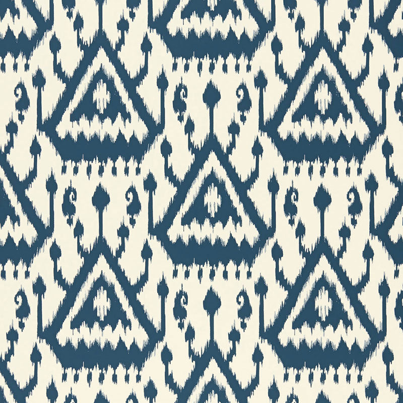 View 5006952 Vientiane Ikat Indigo by Schumacher Wallpaper