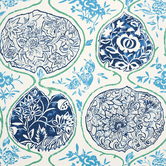 Order 5006961 Katsugi Cobalt and Turquoise by Schumacher Wallpaper