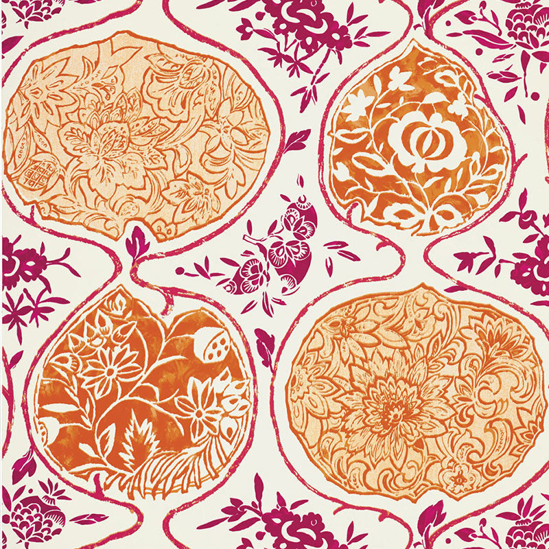 Save on 5006962 Katsugi Tangerine and Berry by Schumacher Wallpaper