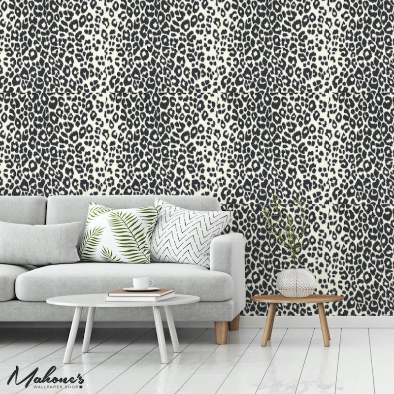 View 5007012 Iconic Leopard Graphite by Schumacher Wallpaper