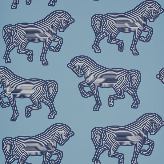 Shop 5007092 Faubourg Blue by Schumacher Wallpaper