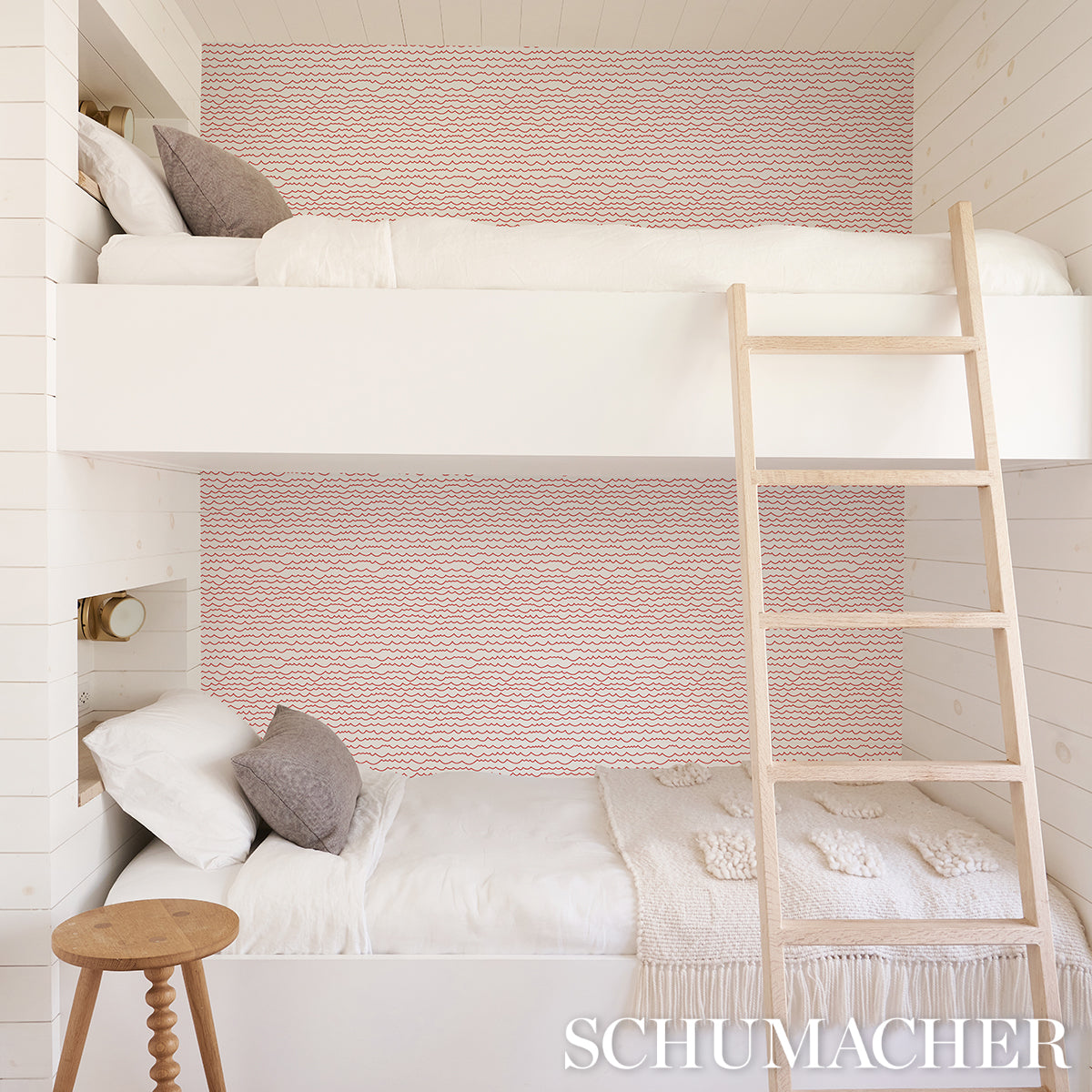 Purchase 5007463 | Waves, Red - Schumacher Wallpaper