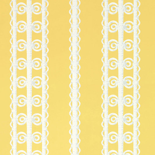 Find 5007722 Wicker Stripe Lemon Blossom by Schumacher Wallpaper