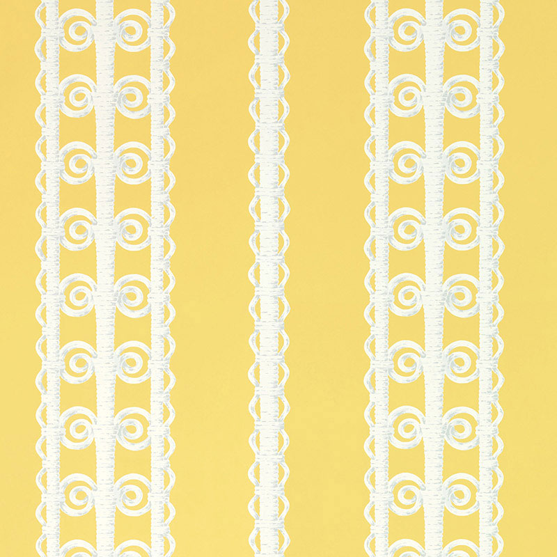 Find 5007722 Wicker Stripe Lemon Blossom by Schumacher Wallpaper
