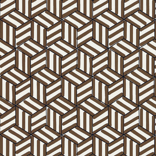 View 5007963 Tumbling Blocks Chocolate by Schumacher Wallpaper