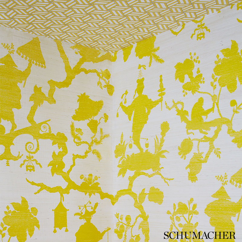 Acquire 5008250 Shantung Silhouette Sisal Yellow by Schumacher Wallpaper