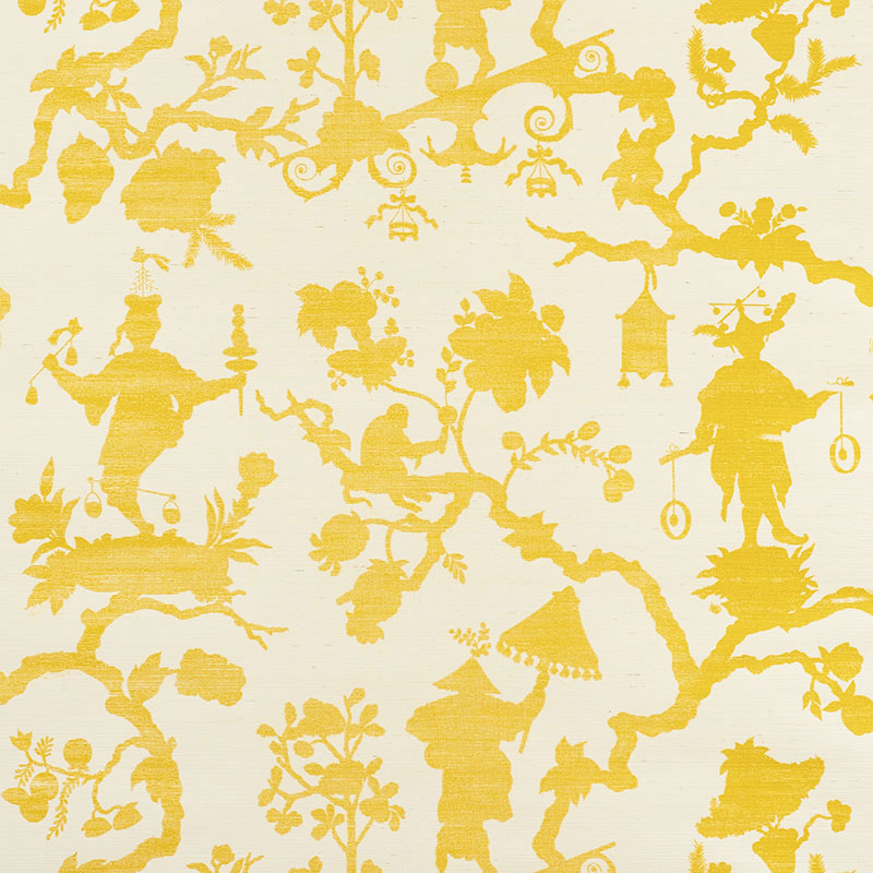 Save on 5008250 Shantung Silhouette Sisal Yellow by Schumacher Wallpaper