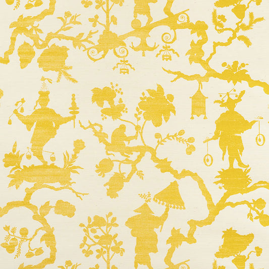 Save on 5008250 Shantung Silhouette Sisal Yellow by Schumacher Wallpaper