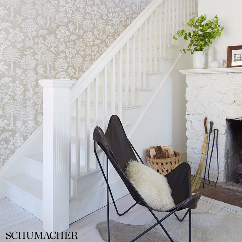 5008281 | Woodland Silhouette Sisal, Fog - Schumacher Wallpaper