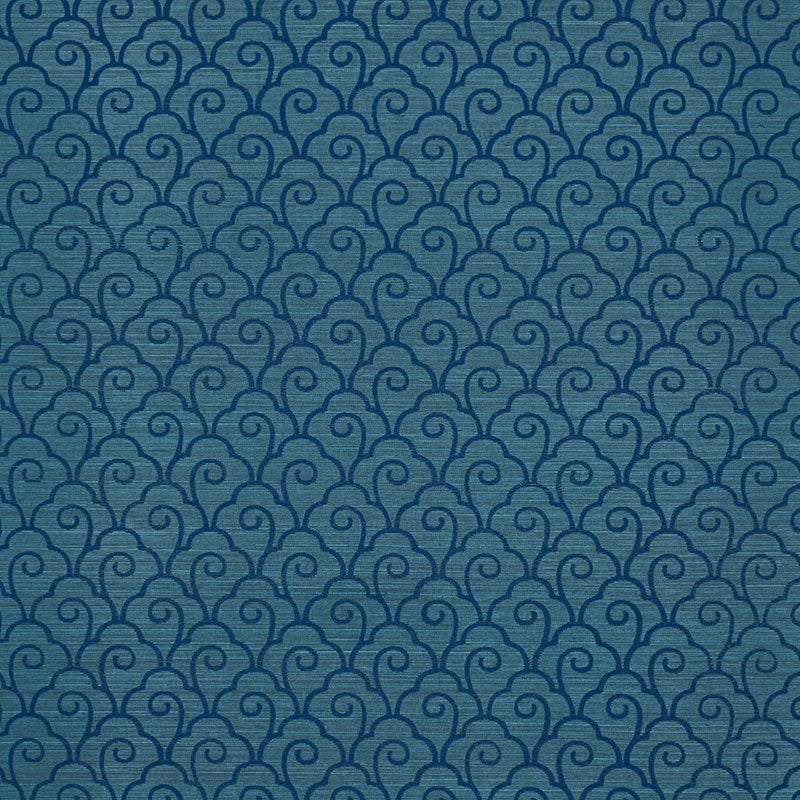 Order 5008300 Scallop Filigree Sisal Lapis On Peacock by Schumacher Wallpaper