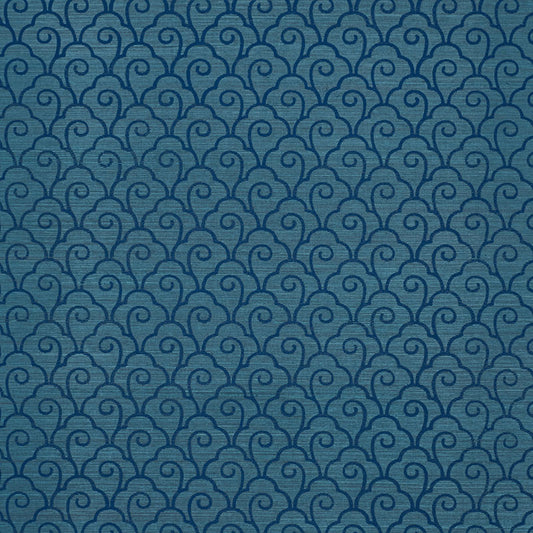 Order 5008300 Scallop Filigree Sisal Lapis On Peacock by Schumacher Wallpaper