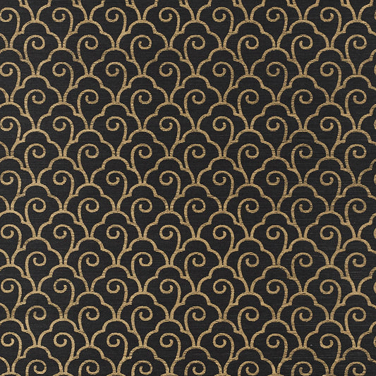 Acquire 5008301 Scallop Filigree Sisal Gold On Jet by Schumacher Wallpaper
