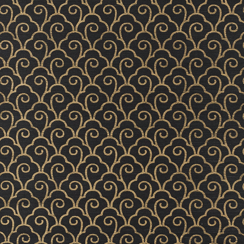 Acquire 5008301 Scallop Filigree Sisal Gold On Jet by Schumacher Wallpaper
