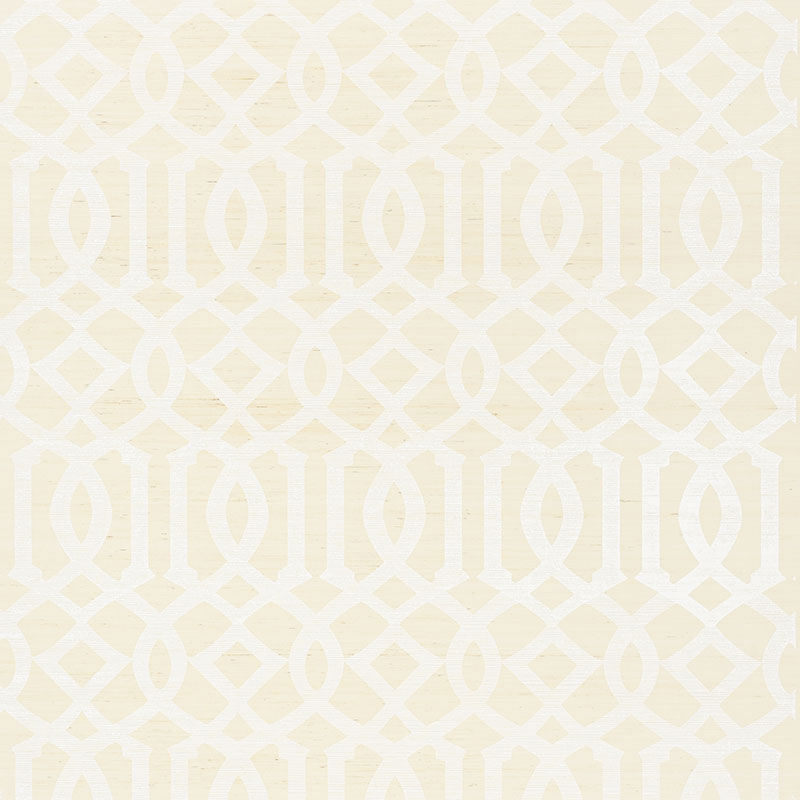 View 5008350 Imperial Trellis Sisal Ivory by Schumacher Wallpaper