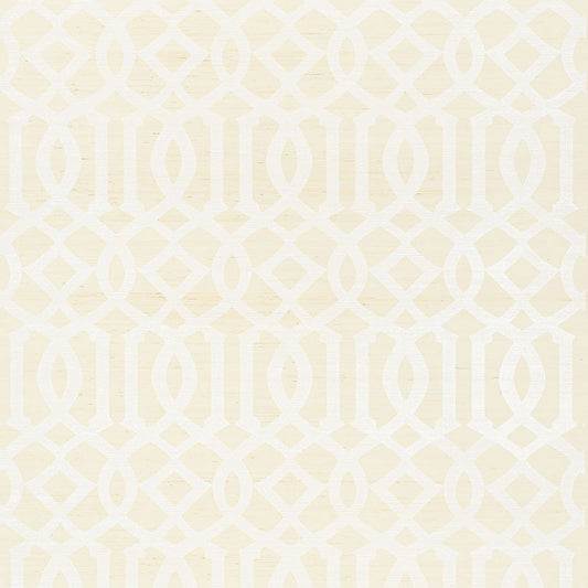 View 5008350 Imperial Trellis Sisal Ivory by Schumacher Wallpaper