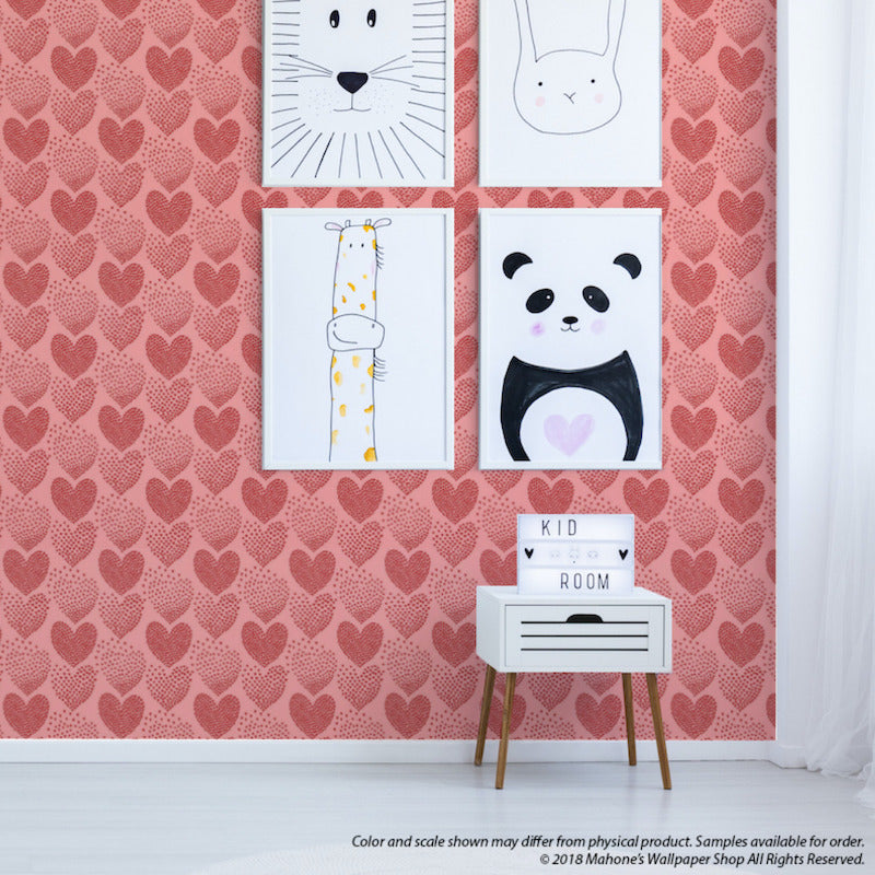 Buy 5008361 Heart Of Hearts Red and Pink by Schumacher Wallpaper