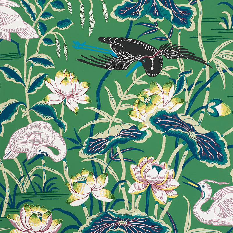 Buy 5008430 Lotus Garden Jade Schumacher Wallpaper