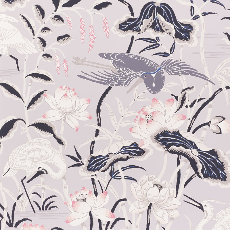 View 5008432 Lotus Garden Lilac by Schumacher Wallpaper