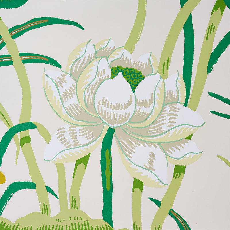 Save on 5008433 Lotus Garden Leaf Schumacher Wallpaper