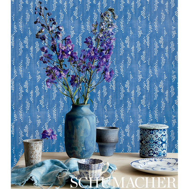 Search 5008740 Taki Floral Indigo by Schumacher Wallpaper