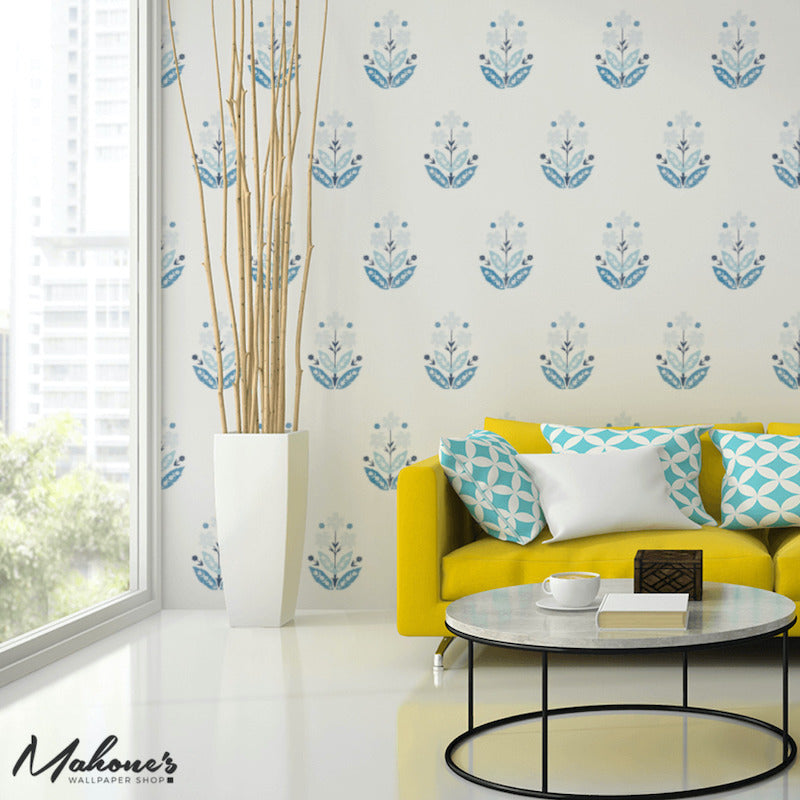 5008922 | Floweret Paperweave, Porcelain - Schumacher Wallpaper