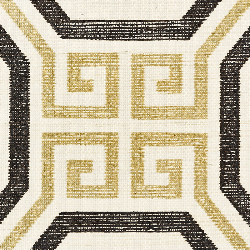 Shop 5008930 Octavia Sisal Gold and Jet by Schumacher Wallpaper