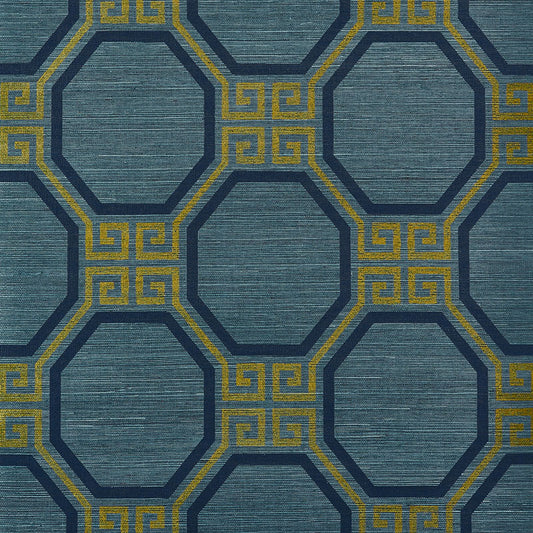 Find 5008932 Octavia Sisal Peacock by Schumacher Wallpaper
