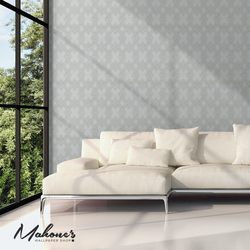 5008950 | Hix Embroidered Paperweave, Grey - Schumacher Wallpaper