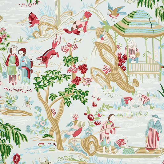 Find 5009091 Yangtze River Aqua by Schumacher Wallpaper