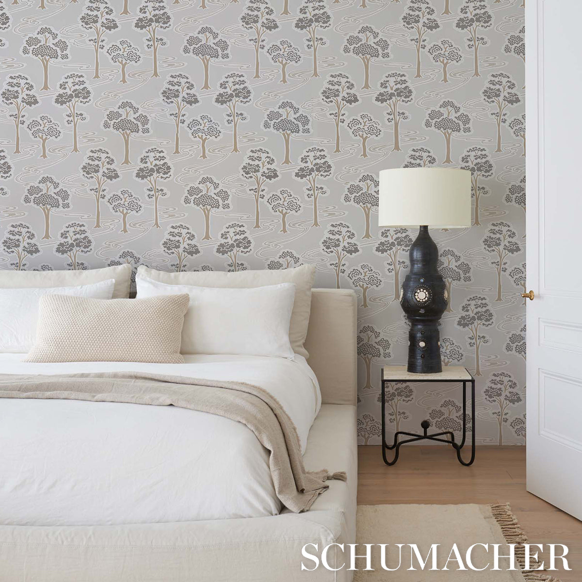 Purchase 5009100 | Tree River, Moonstone - Schumacher Wallpaper