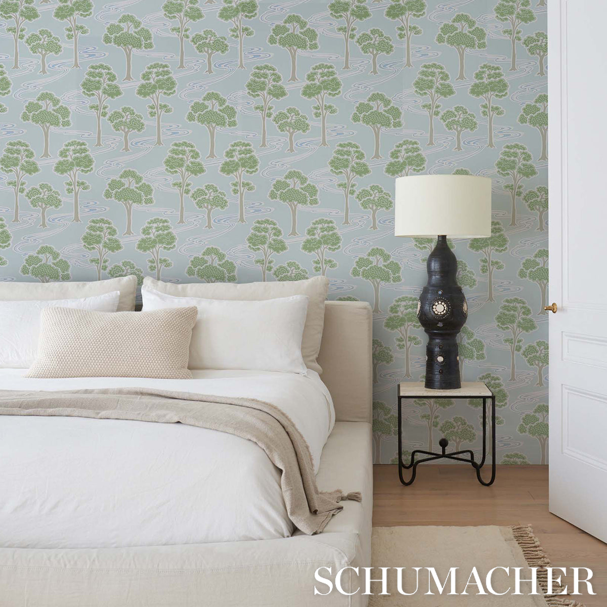 Purchase 5009102 | Tree River, Mineral - Schumacher Wallpaper