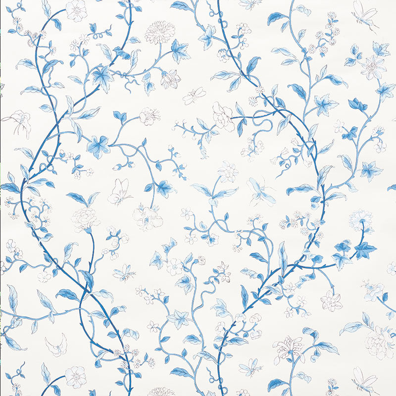 Search 5009110 Floraison Porcelain by Schumacher Wallpaper