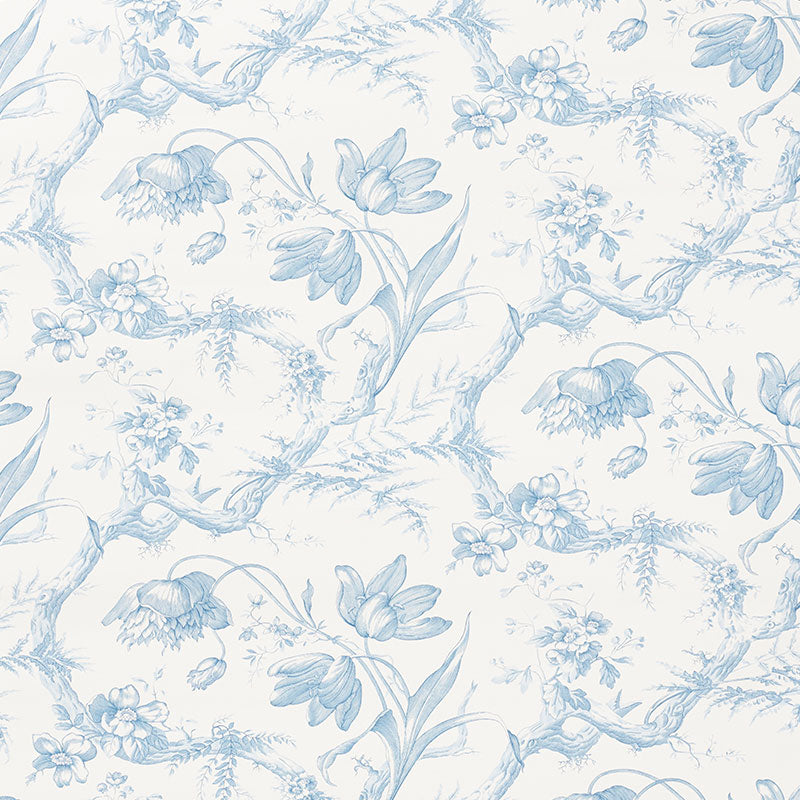 Order 5009121 Toile De Fleurs Delft by Schumacher Wallpaper