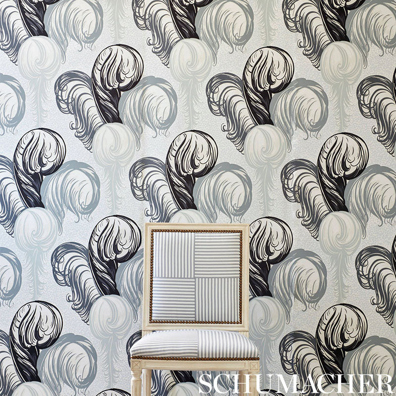 View 5009151 Plumes Grisaille by Schumacher Wallpaper