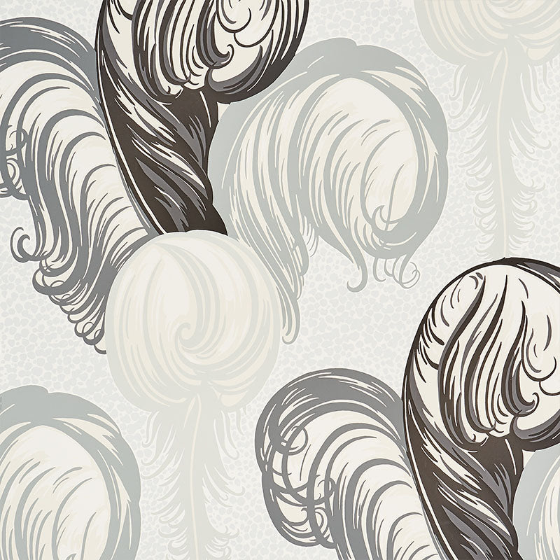 Purchase 5009151 Plumes Grisaille by Schumacher Wallpaper