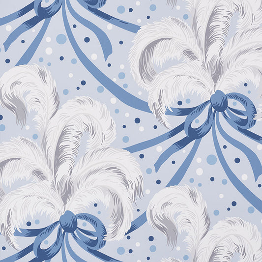 Purchase 5009180 Plumes Et Rubans Blue by Schumacher Wallpaper