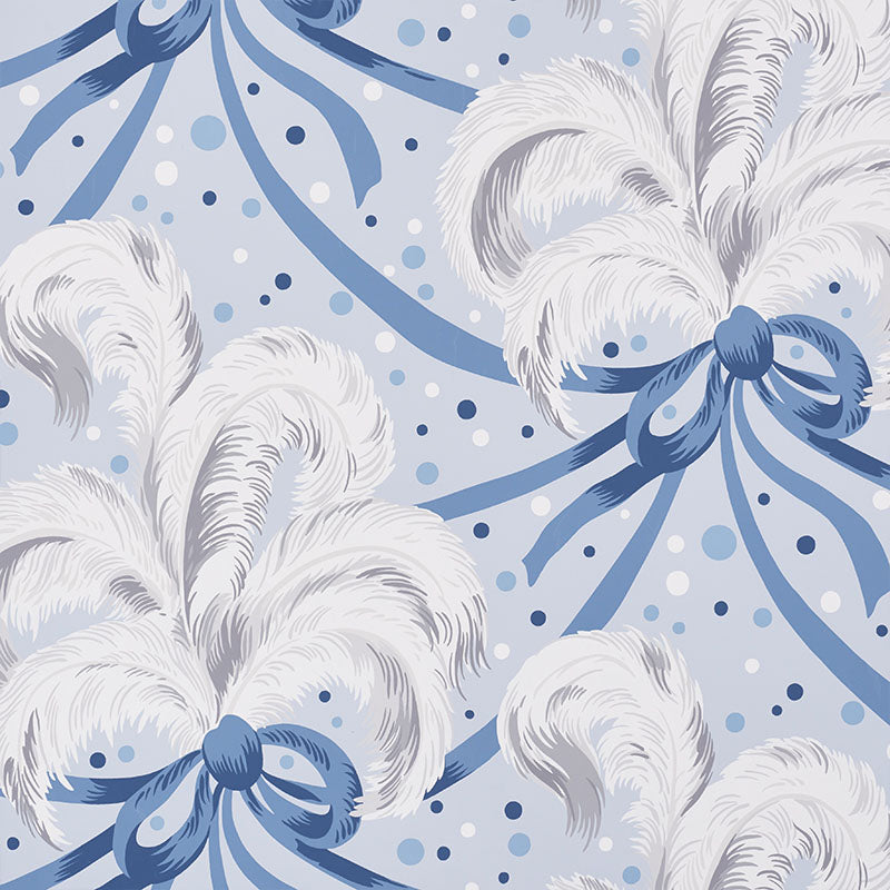 Purchase 5009180 Plumes Et Rubans Blue by Schumacher Wallpaper