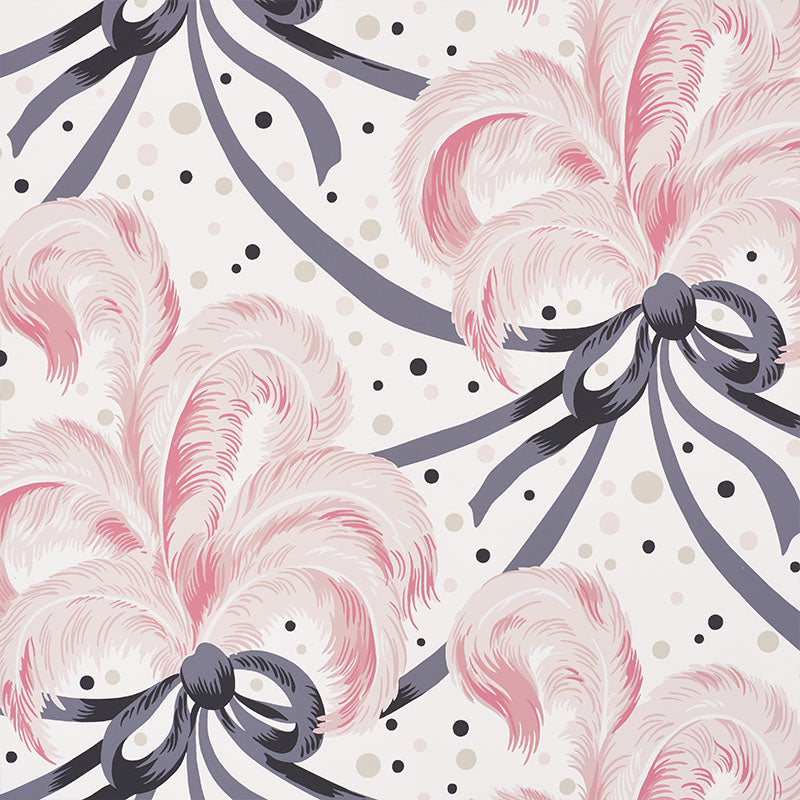 Find 5009181 Plumes Et Rubans Blush by Schumacher Wallpaper