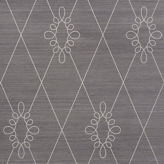 Search 5009272 Sylvie Embroidered Sisal Charcoal by Schumacher Wallpaper