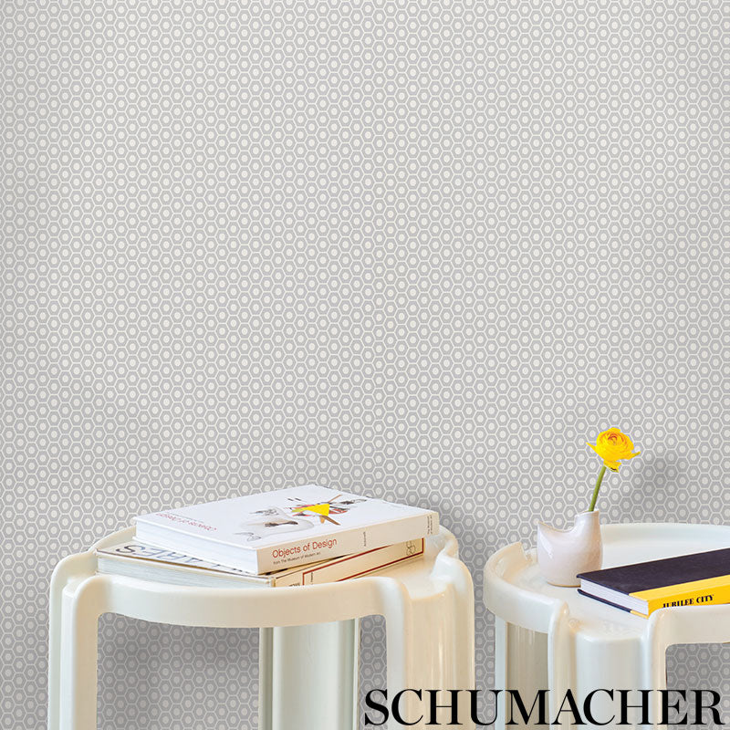 Buy 5009573 Queen B Grey by Schumacher Wallpaper