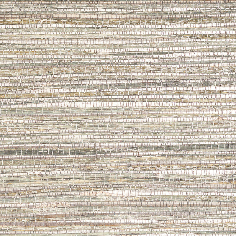 View 5010281 Metallized Flax Sage by Schumacher Wallpaper