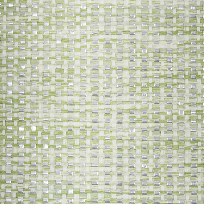 Find 5010313 Metal Paperweave Green by Schumacher Wallpaper