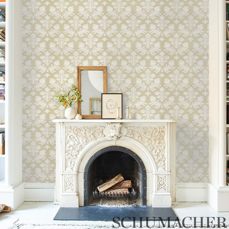 5010532 | Regalia Sisal, Ivory On Silver - Schumacher Wallpaper